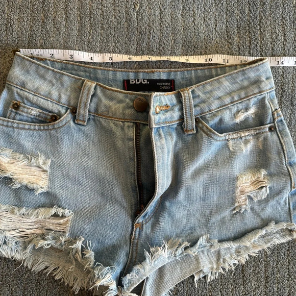 BDG High Rise Cheeky Distressed Denim Shorts - Picture 2 of 6